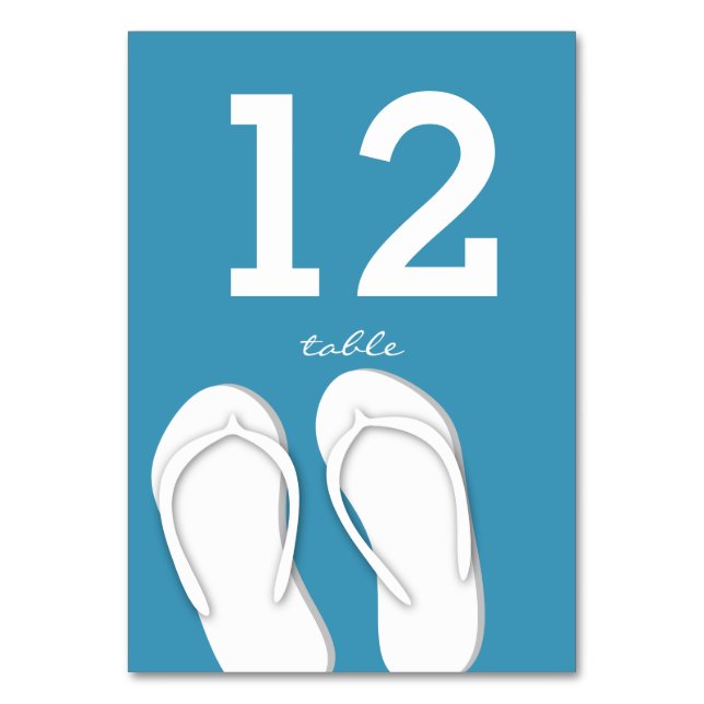 Mesa Tarjeta de número de tabla azul Flip Flops (Reverso)
