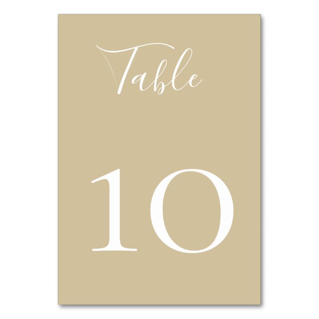 Mesa Tarjeta de número de tabla beige de arena de moda (Anverso)