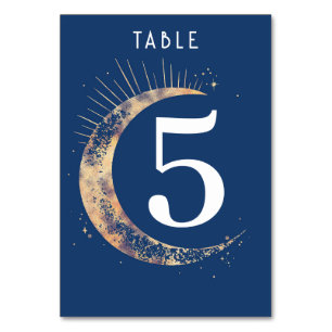 Mesa Tarjeta de número de tabla Boda azul de la Marina