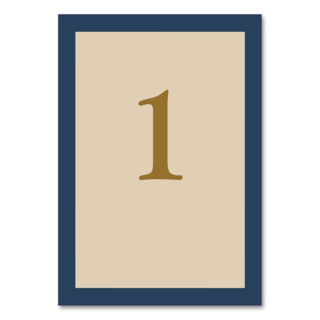 Mesa Tarjeta de número de tabla Boda con marco azul clá (Anverso)