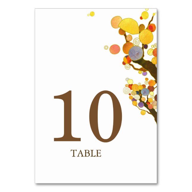 Mesa Tarjeta de número de tabla Boda de árboles bohemio (Anverso)