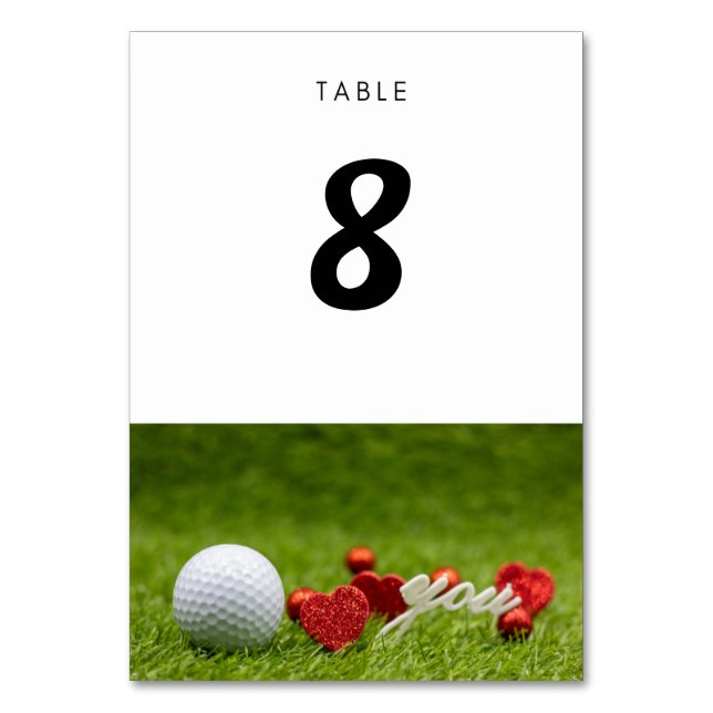 Mesa Tarjeta de número de tabla Boda de golf Bride & Gr (Anverso)