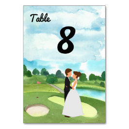 Mesa Tarjeta de número de tabla Boda de golf Bride & Gr