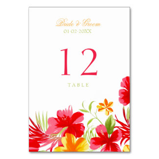 Mesa Tarjeta de número de tabla Boda de Hibiscus Tropic