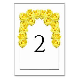 Mesa Tarjeta de número de tabla Boda de rosas amarillas