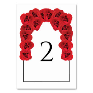 Mesa Tarjeta de número de tabla Boda de rosas rojas