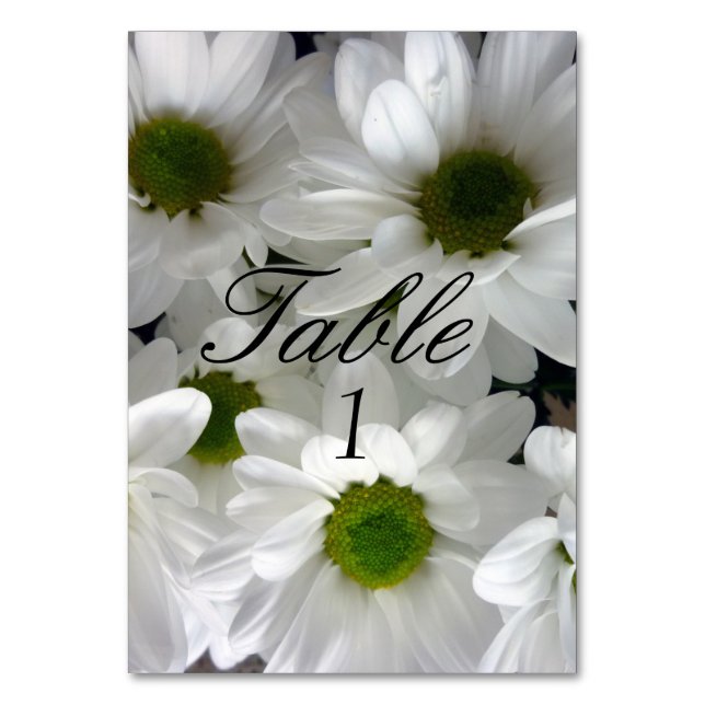 Mesa Tarjeta de número de tabla boda Flor de margarita  (Reverso)