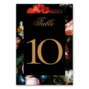 Mesa Tarjeta de número de tabla boda Floral roja negra 