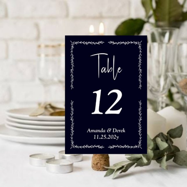 Mesa Tarjeta de número de tabla Boda negro azul oscuro  (Subido por el creador)