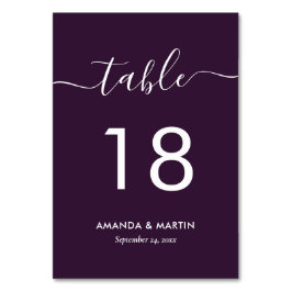 Mesa Tarjeta de número de tabla Boda púrpura moderna