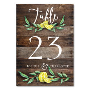 Mesa TARJETA DE NÚMERO DE TABLA Boda Rustic Wood Lemo