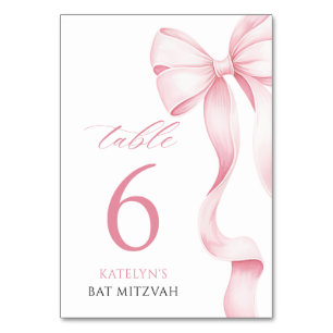 Mesa Tarjeta de número de tabla Bow Bat Mitzvah
