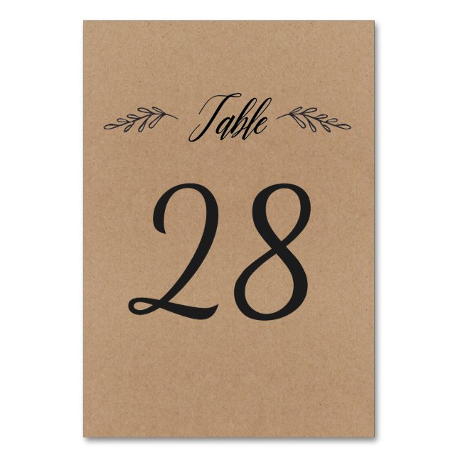 Mesa Tarjeta de número de tabla | Calligrafía de Laurel (Anverso)
