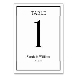 Mesa Tarjeta de número de tabla clásica de Boda blanco 