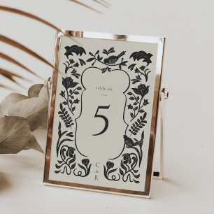 Mesa Tarjeta de número de tabla de Art Deco en blanco y