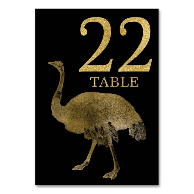 Mesa Tarjeta de número de tabla de avestruz de animal a (Anverso)