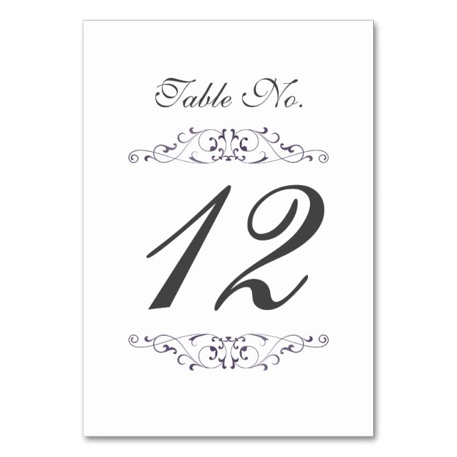 Mesa Tarjeta de número de tabla de Boda antiguo morado  (Anverso)