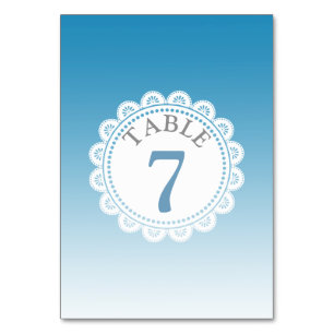 Mesa Tarjeta de número de tabla de Boda azul gradiente