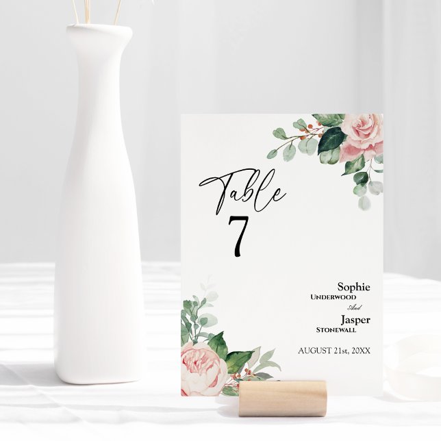 Mesa Tarjeta de número de tabla de Boda blanco floral d (Subido por el creador)