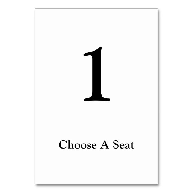 Mesa Tarjeta de número de tabla de Boda blanco/negro (Anverso)