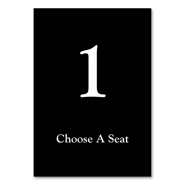 Mesa Tarjeta de número de tabla de Boda blanco/negro (Anverso)