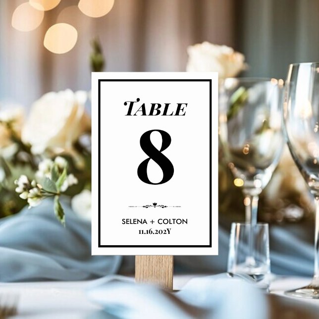 Mesa Tarjeta de número de tabla de Boda blanco y negro  (Subido por el creador)