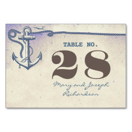 Mesa Tarjeta de número de tabla de Boda de anclaje náut