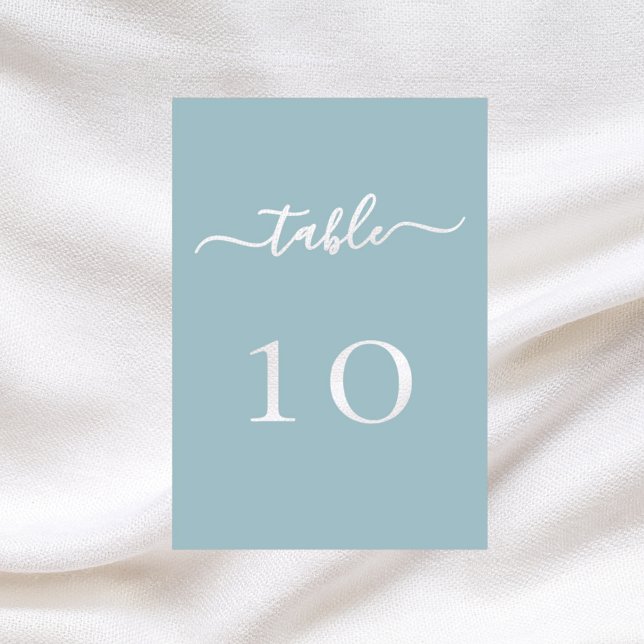 Mesa Tarjeta de número de tabla de boda de guión azul t (Subido por el creador)