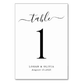 Mesa Tarjeta de número de tabla de Boda de guión Minima