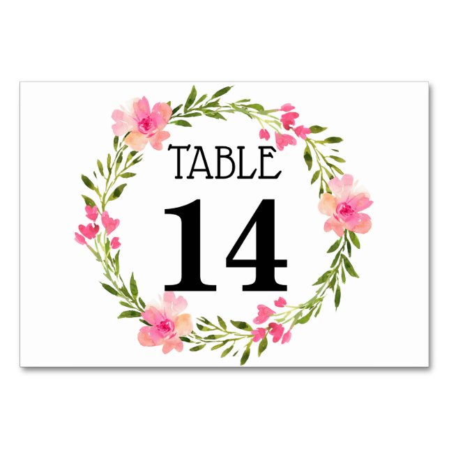 Mesa Tarjeta de número de tabla de Boda de guirnalda ro (Anverso)
