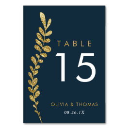 Mesa Tarjeta de número de tabla de Boda de hoja de oro 