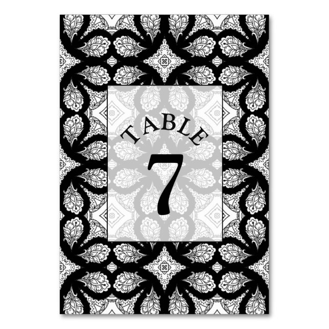 Mesa Tarjeta de número de tabla de Boda de Mandala en b (Anverso)