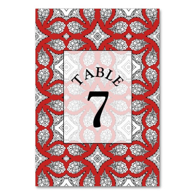 Mesa Tarjeta de número de tabla de Boda de Mandala negr (Anverso)