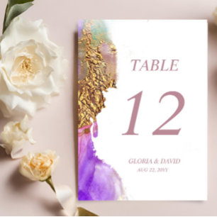 Mesa Tarjeta de número de tabla de Boda de tinta rosada