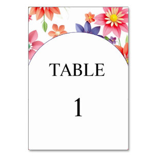Mesa Tarjeta de número de tabla de boda floral