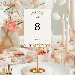Mesa Tarjeta de número de tabla de Boda floral colorido