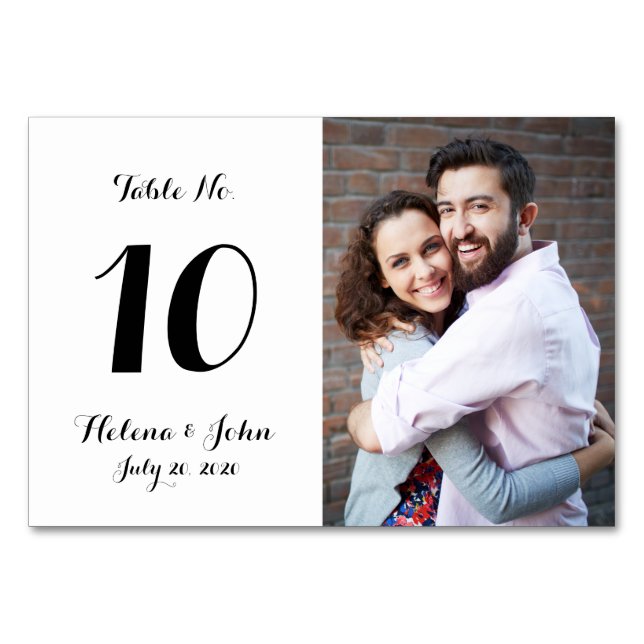 Mesa Tarjeta de número de tabla de Boda fotográfico mod (Anverso)