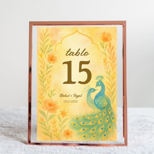 Mesa Tarjeta de número de tabla de Boda indio con flor  (Subido por el creador)