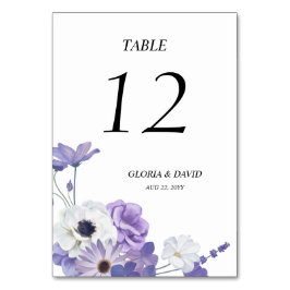 Mesa Tarjeta de número de tabla de Boda morado