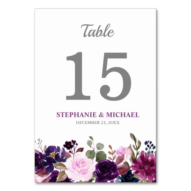Mesa Tarjeta de número de tabla de boho floral de lava  (Anverso)