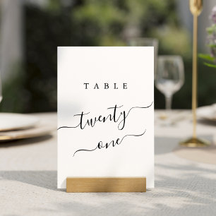 Mesa Tarjeta de número de tabla de caligrafía negra sim