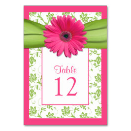 Mesa Tarjeta de número de tabla de damasca verde rosa G