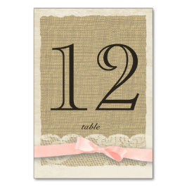 Mesa Tarjeta de número de tabla de encaje de vintage y 