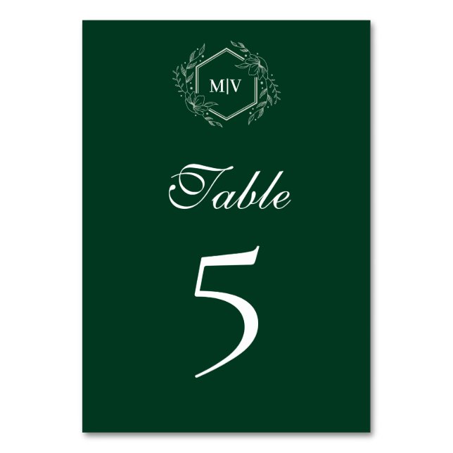 Mesa Tarjeta de número de tabla de Escudo de monograma  (Anverso)