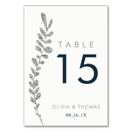 Mesa Tarjeta de número de tabla de hojas de plata de co