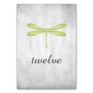 Mesa Tarjeta de número de tabla de libélula verde