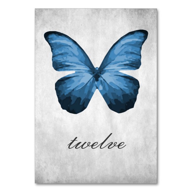 Mesa Tarjeta de número de tabla de mariposa azul (Anverso)