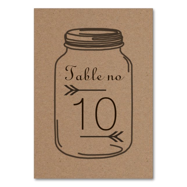 Mesa Tarjeta de número de tabla de masonjar marrón rúst (Reverso)