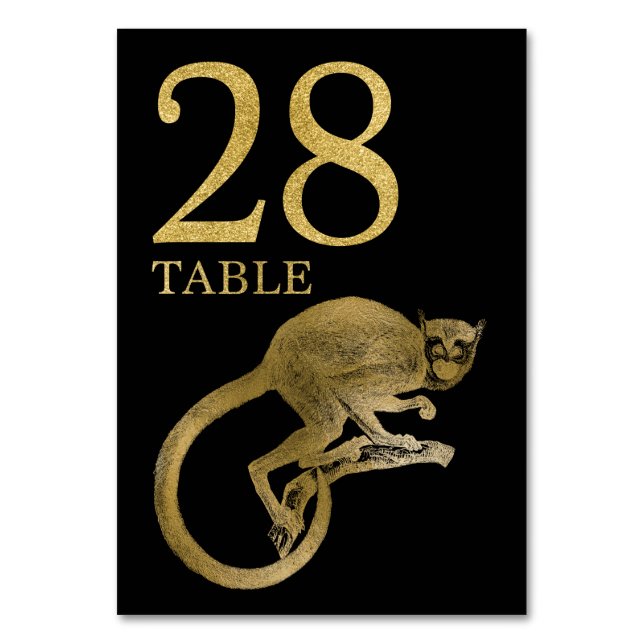 Mesa Tarjeta de número de tabla de monos de animales af (Anverso)