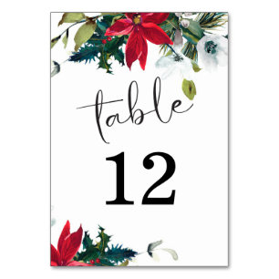 Mesa Tarjeta de número de tabla de navidades Poinsettia